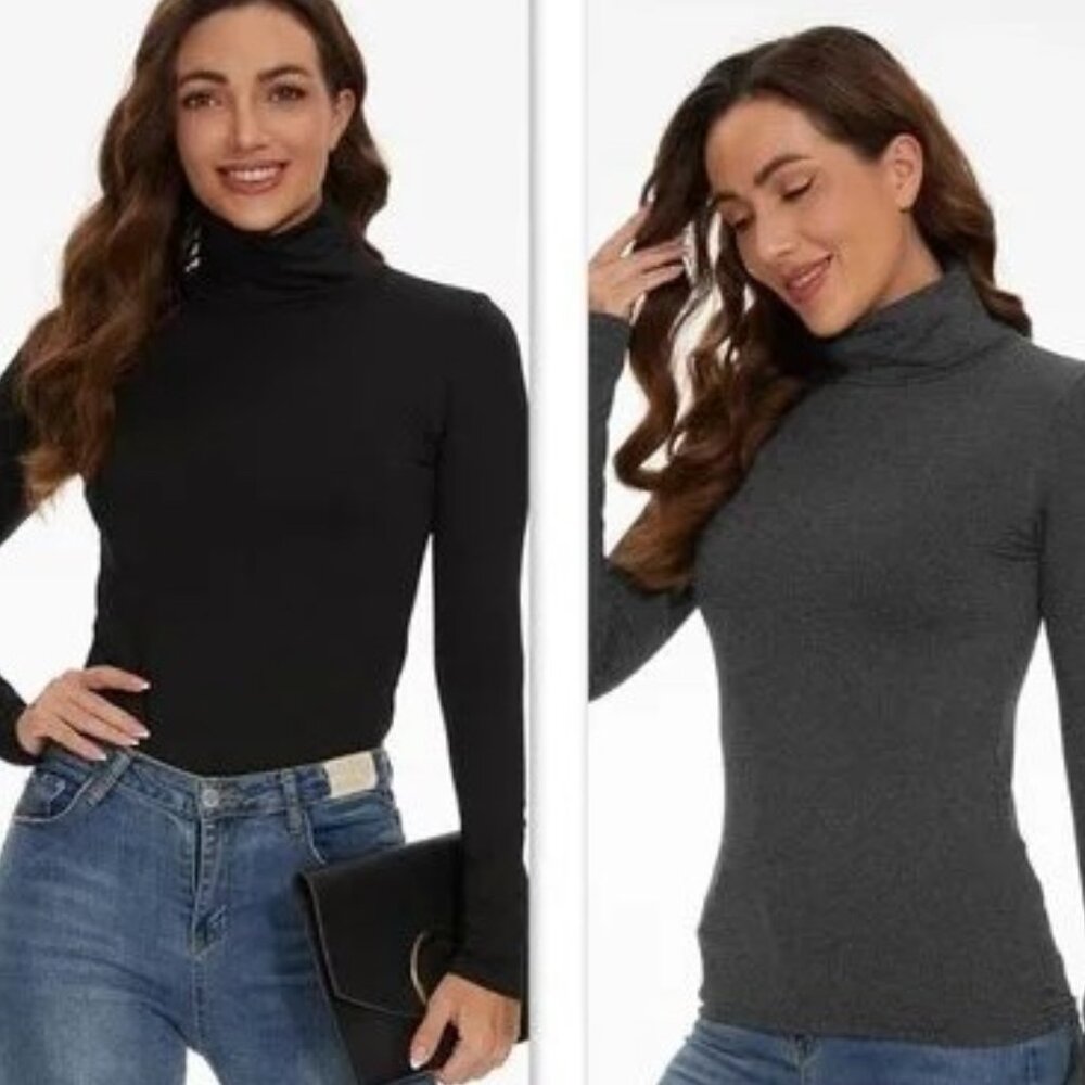 Bundle of 2 Thermal Fleece Turtlenecks, NEW, Size S